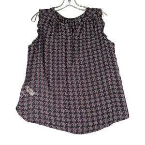 Ann Taylor Factory Womens LP Sleeveless Ruffle Sleeve Split Neck‎ Shell Tank Top